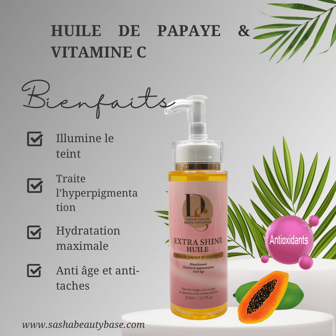 HUILE DE PAPAYE ET VITAMINE C - EXTRA SHINE - DREAM SKIN by Sasha Cosmetics
