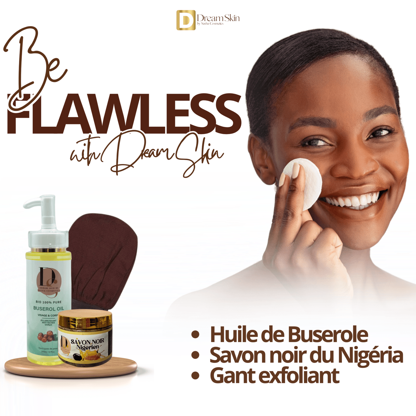 KIT GLOW HERITAGE - Huile de buserol,Savon noir & Gant - DREAM SKIN by Sasha Cosmetics