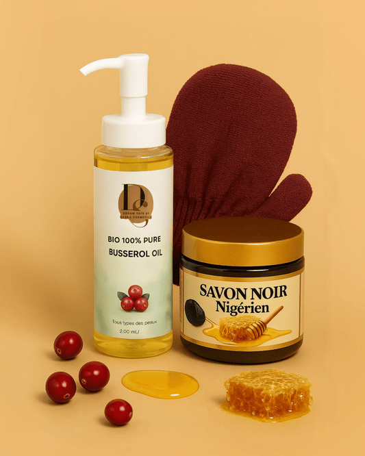KIT GLOW HERITAGE - Huile de buserol,Savon noir & Gant - DREAM SKIN by Sasha Cosmetics
